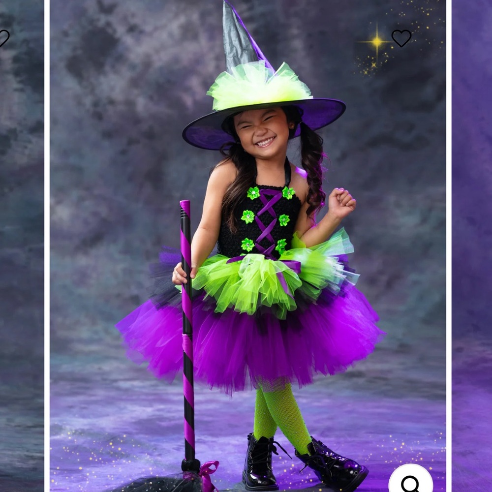 Purple and Green Witch Costume for Kids